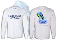 a white long sleeve t - shirt that says band fishing apparel